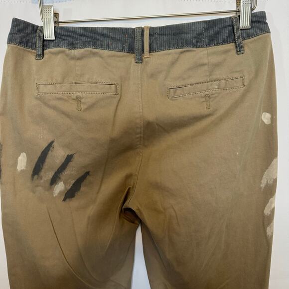 Pilcro Hyphen Collab Patchwork Painted Chinos Pants Women’s Sz 28 Anthropologie - Picture 5 of 8